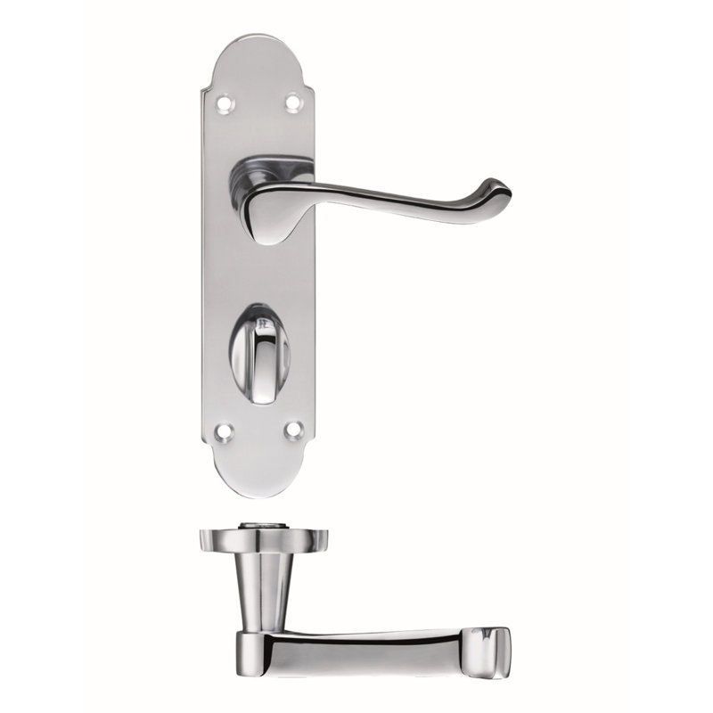 Patternsin Bathroom Door Handle, Polished Chrome