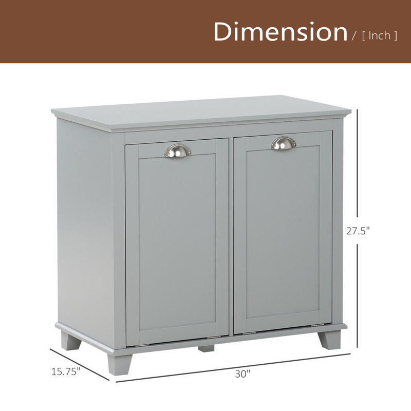Home Floor Cabinet,Tilt Out Laundry Hamper Cabinet,Sleek Storage Cabinet, Gray