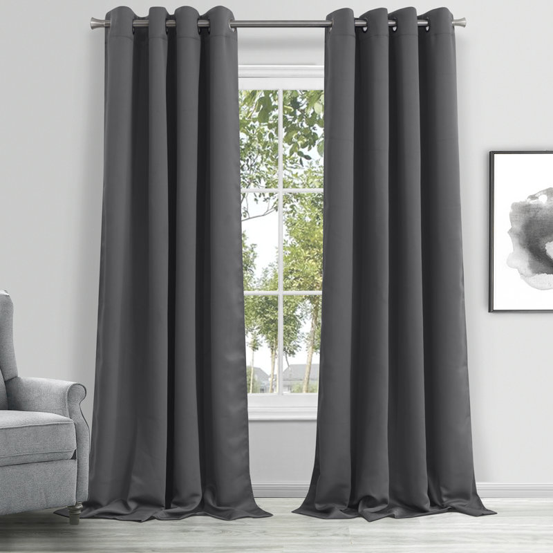 Hamden Solid Design 108" X 84" Black Out Window Panel Pair In Taupe, Dark Grey