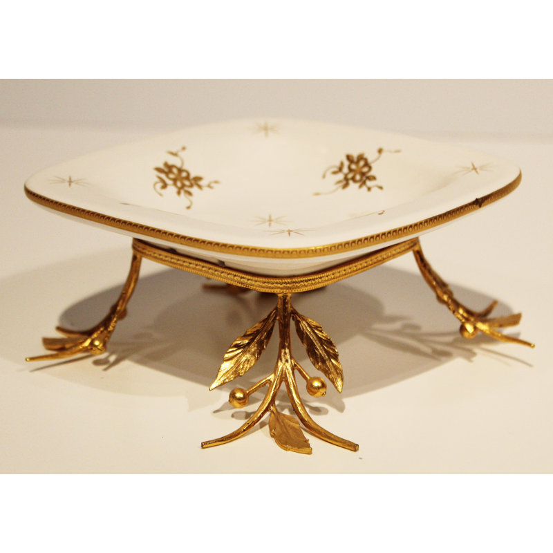 Gold Hand-Painted Ceramic Decorative Tray