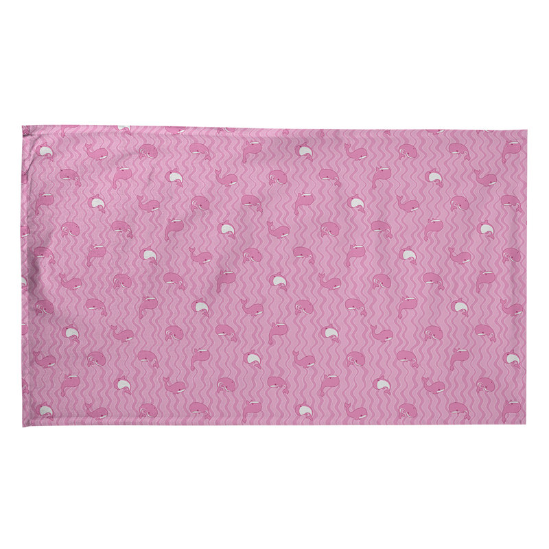 Serviette de thé à motif baleines, Polyester sergé, Lavande