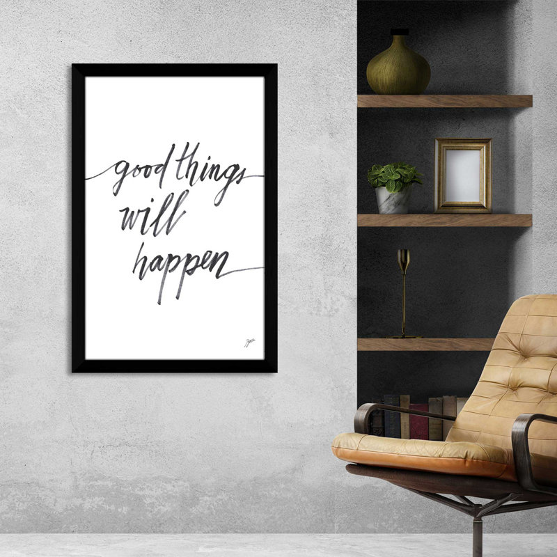 Good Things - Wrapped Canvas Textual Art, 21.5" W x 27.5" H, Black Framed