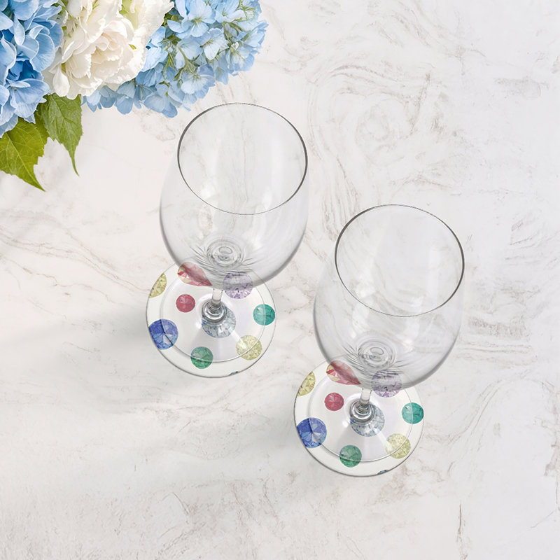 Jewel White Vegan Leather Round Coasters, White