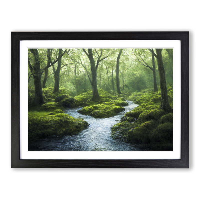 XH1022-6339X Mysterious Forest Stream Vol.2 - Single Picture Frame Print, 46cm H x 64cm W x 2cm D, Black 