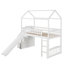 Lit mezzanine simple avec deux tiroirs et glissade, lit maison avec glissade, blanc-1650965345