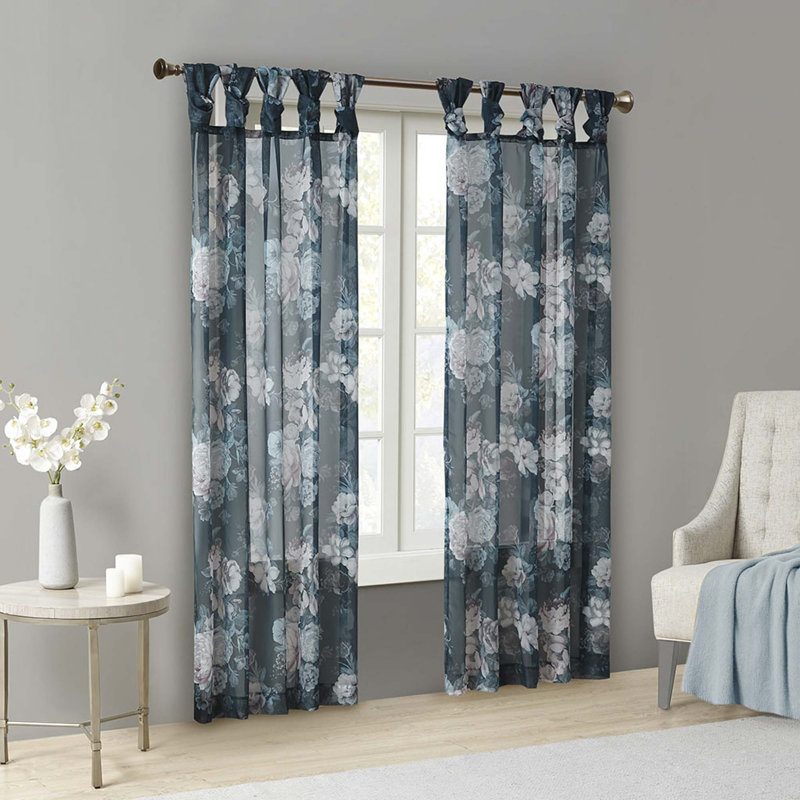 Voile avec passe-tringle, Bleu marine, L 50 po x L 95 po