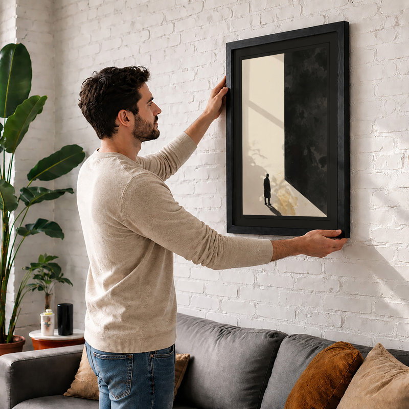 Figure Against Monumental Form Industrial - Framed Print, Black, A3 - 42.0 x 29.7 cm