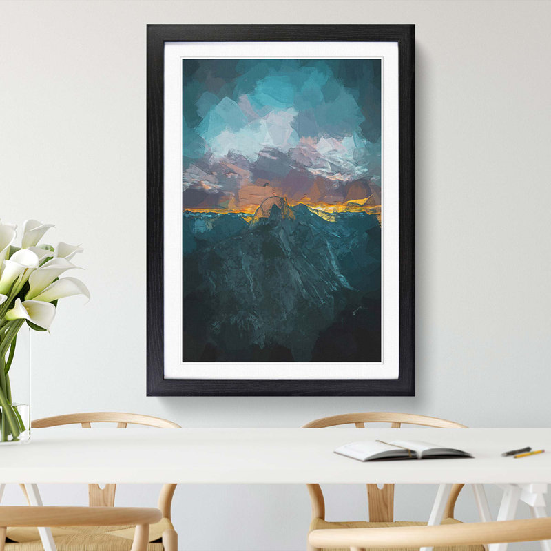 Mountains in California in Abstract - Framed Print, 48cm H x 36cm W x 2cm D, Black Framed