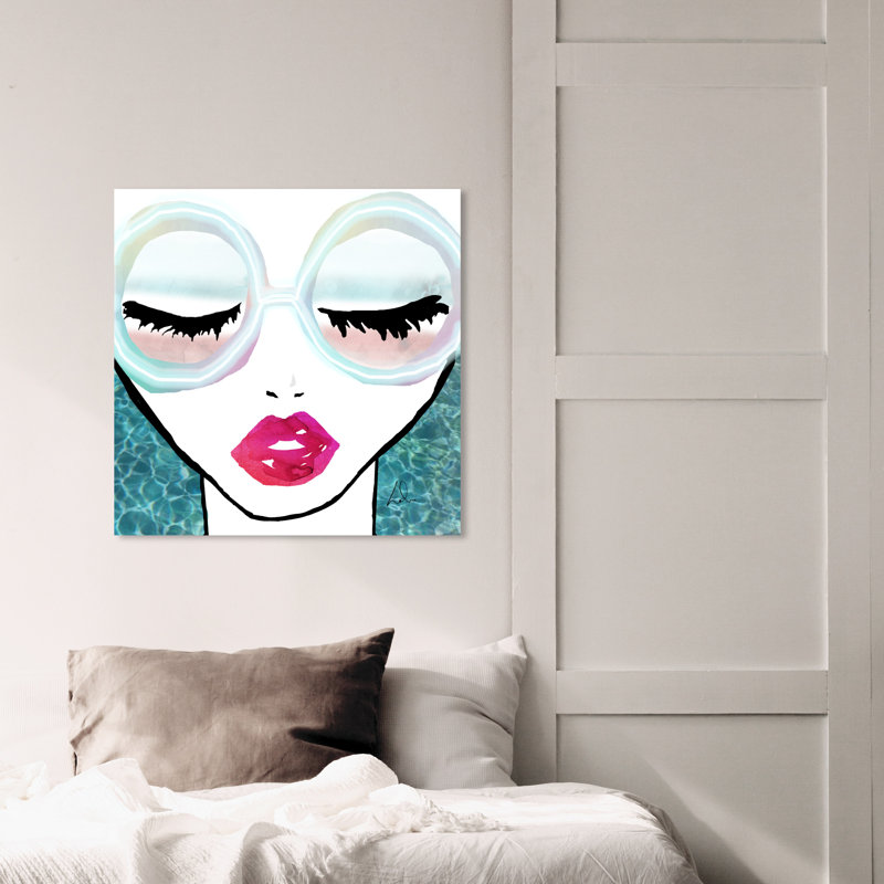«Fashion and Glam Ready for the Water Neon Lips», impression sur toile, H 16 po x l 16 po, Toile tendue