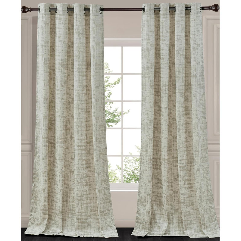 Parker Premium Textured Velvet Grommet Curtain Set ( 2 Panels ), 50" W x 96" L, Beige