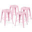 Ensemble de 4 tabourets de bar de 24 po à hauteur de comptoir, tabourets de bar en métal sans dossier, non empilables, amovibles et faciles à assembler, pour un îlot de cuisine / bar / café / salle à manger (rose)-129691464-129691465-129691466