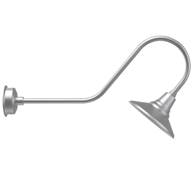Luminaire de grange d’extérieur à del Albali, H 12 po x l 12 po x P 36 po, Argent galvanisé