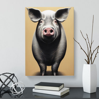 Wynot Pig Portrait - Wrapped Canvas