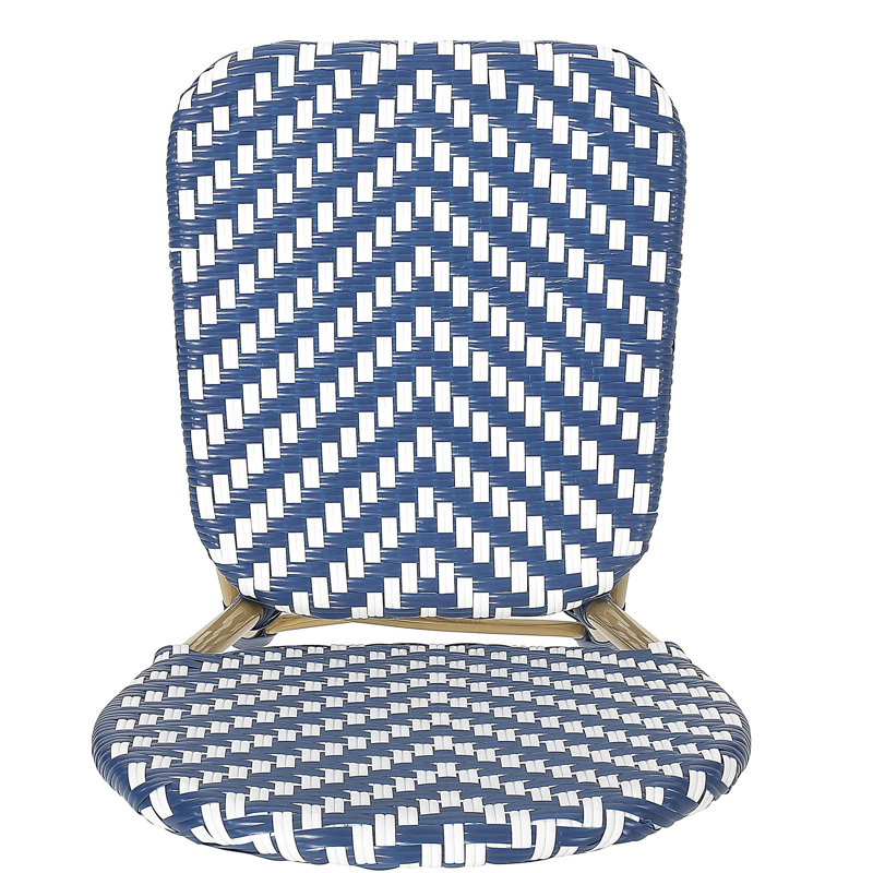 Ensemble de 2 chaises bistro d'extérieur en polyuréthane et aluminium sans accoudoirs, bleu marine