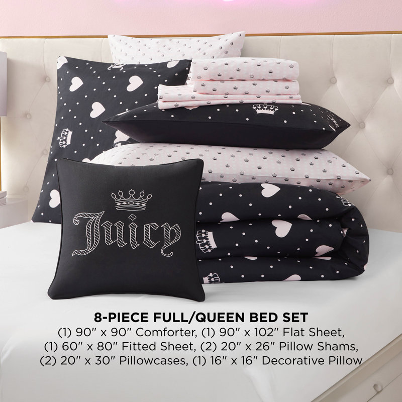 Juicy Couture Hearts Diamond Bed-in-a-Bag Comforter Set, Queen