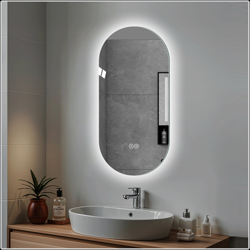 Miroir intelligent antibuée à écran tactile à DEL pour salles de bain modernes et salons de coiffure, 23,62 po x 47,24 po
