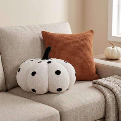 Black and White Spotted Pumpkin Shaped Pillow