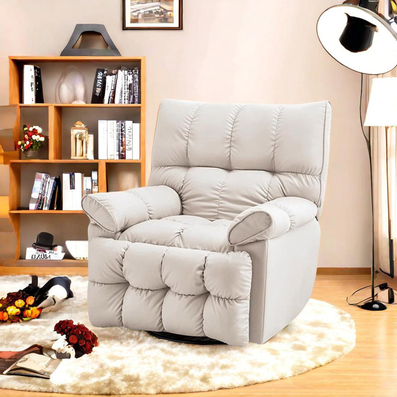 Fauteuil inclinable pivotant en faux cuir Tayce, Crème