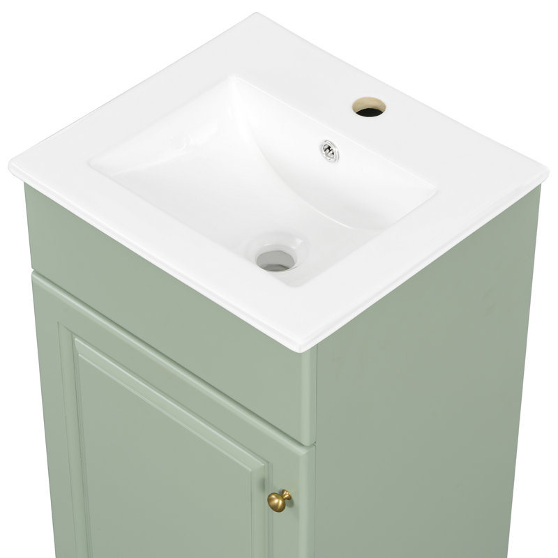 Meuble-lavabo 18 po avec lavabo, Vert clair, 32" H x 18" W x 16" D