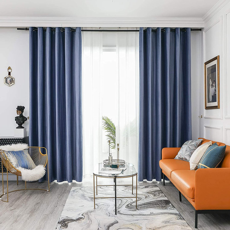 Room Darkening Curtain Pair, 52" W x 63" L, Stone Blue