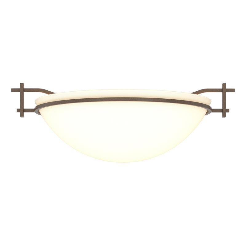 Moonband Semi Flush Mount, Bronze, Opal, 4.5" H x 11.4" W x 11.4" D