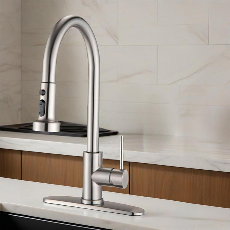 Pull Down Kitchen Faucet With Sprayer, Brushed Nickel