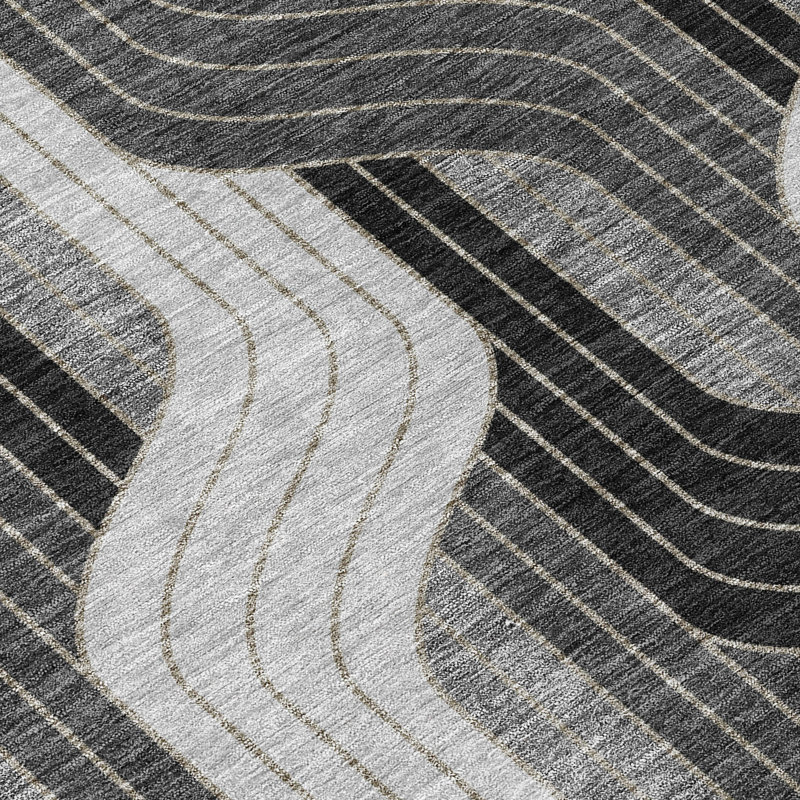 Machine Washable Indoor/Outdoor Lockway ACN2422 Mid-Century Modern Rug, Rectangle 9' x 12'