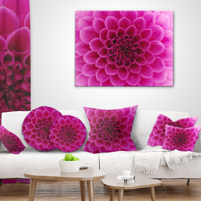 Coussin décoratif à motif floral abstrait, Rose