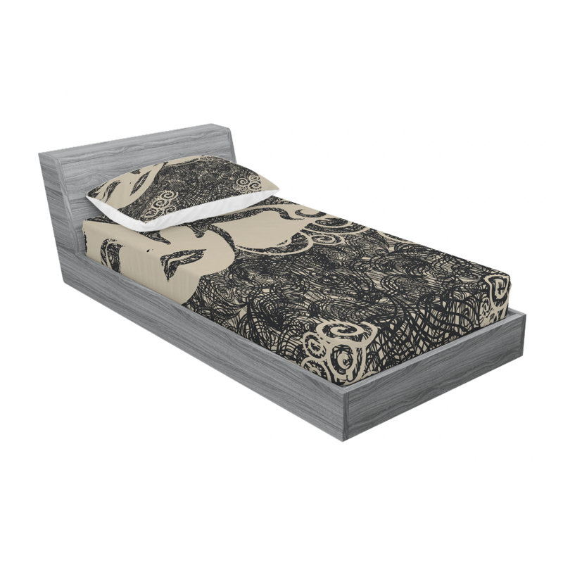 Microfiber Abstract Sheet Set, Twin XL Sheet Set with Fitted Sheet