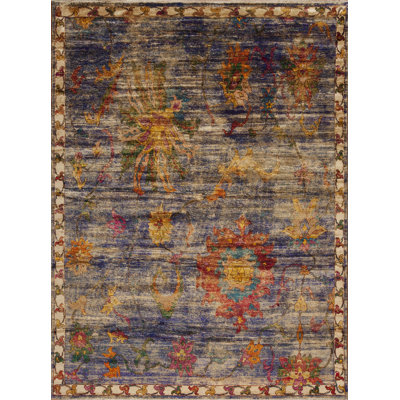 Sari Silk Collection One-of-a-Kind 8.8 X  11.9 Hand Knotted Area Rug
