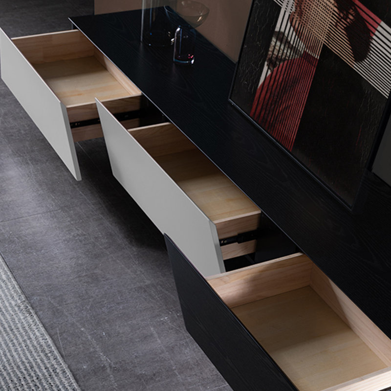 Modern Walnut TV Stand with Rounded Edge Storage