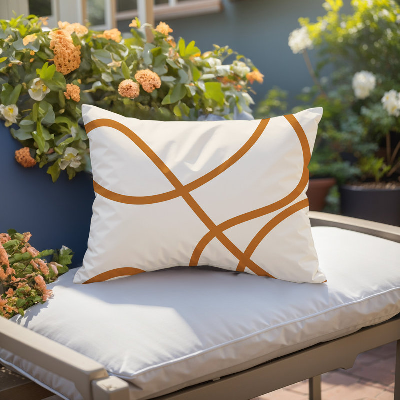 Coussin lombaire réversible intérieur / extérieur Jai Abstract, H 14 po x l 20 po, Orange brûlé