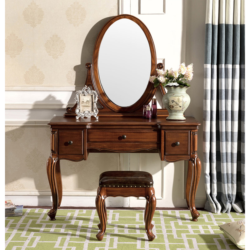 Classic All Solid Black Walnut Bedroom Makeup Table Sturdy Mortise And Tenon Structure