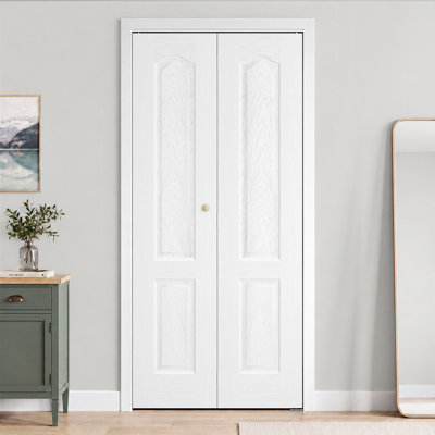 Paintable 2-Panel Bi-Fold Door, White Primed Manufactured Wood, Complete Hardware Kit Included