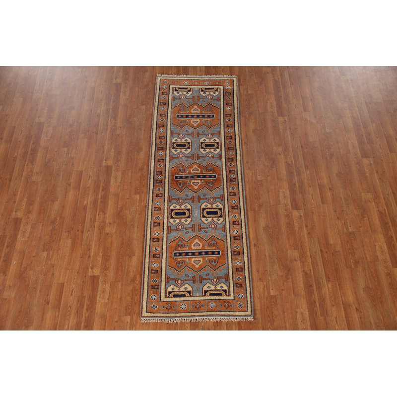 Tapis de couloir traditionnel bleu et rouille 3 x 8 po