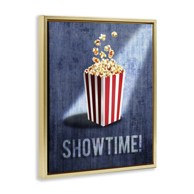 Showtime Movie Night Popcorn Framed Floater Canvas Wall Art, design by Susan Arnot