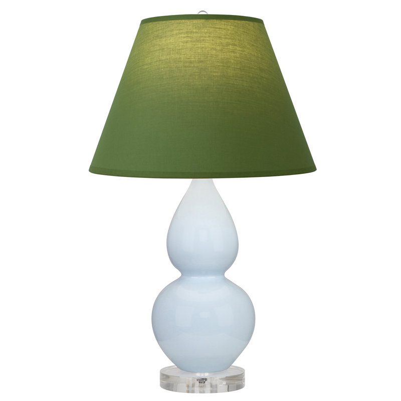Small Double Gourd Accent Lamp, Tea Green/Taupe, Baby Blue