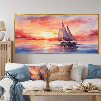 Voiliers pastel couleurs coucher de soleil III - Bateau à voile, art mural