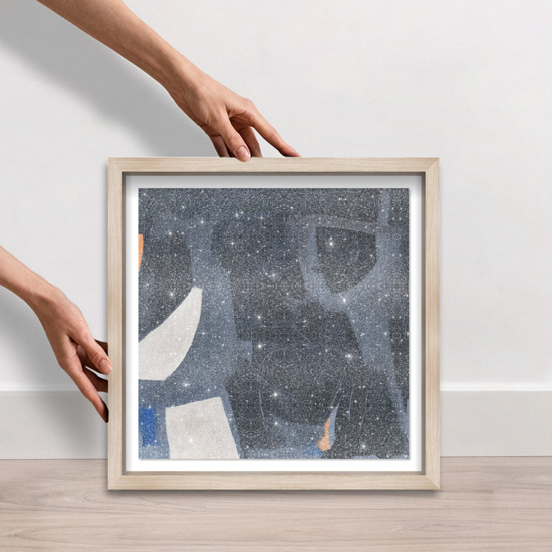 Obscured Voices I Shadowbox Abstract Print by Oliver Gal, Black Frame, 12 x 12, 17.5"H x 17.5"W, Natural Oak Frame