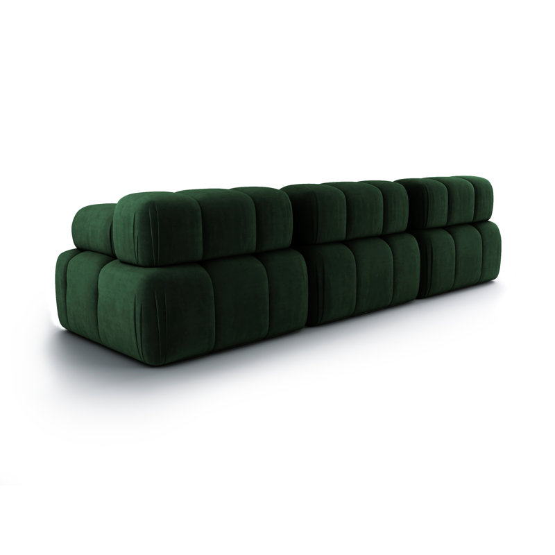 3 Seater Velvet Sectional, Green