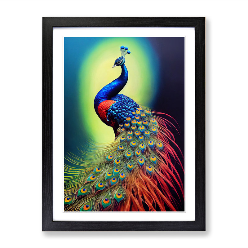 Shining Peacock - Framed Print, Black Framed, 64cm H x 46cm W x 2cm D