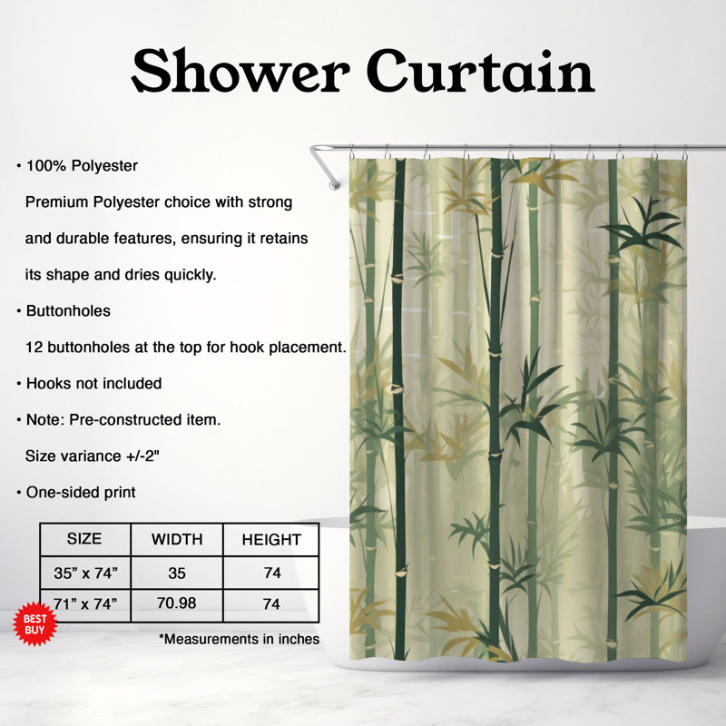 Rideau de douche Bamboo Texture - Premium, H 74 po x l 71 po