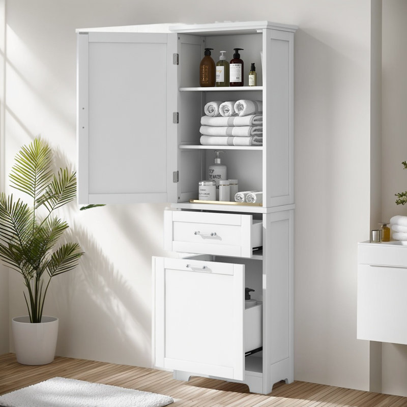 Phelgen Freestanding Linen Cabinet, White