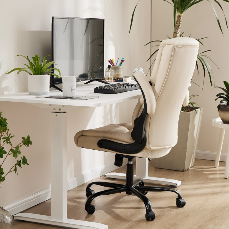 Fauteuil président ergonomique Ovidia, Simili cuir blanc
