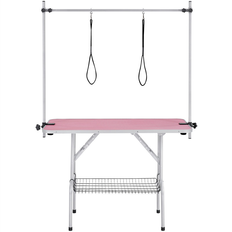 177cm H x 118cm W x 60.9cm D Adjustable and Foldable Dog Folding Grooming Table, Pink