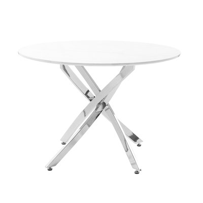 Table de salle à manger ronde en faux marbre avec supports en métal, ultra moderne pour quatre pieds, style 4
