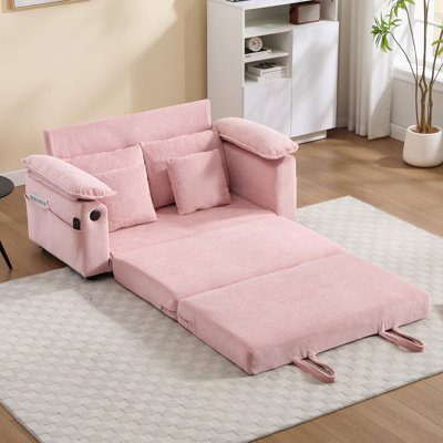 Lewis 58" 3-in-1 Upholstered Couch Convertible Floor Sofa bed, Foldable Loveseat Folding Mattres Daybed for Living Room