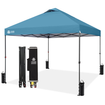 10 Ft. W x 10 Ft. D Outdoor Pop Up Canopy Tent with One Push Setup Cyan Blue