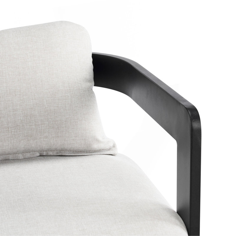 Tabouret de bar d'extérieur en aluminium Pula, chaise de bar, structure noire avec coussin gris, ensemble de 4, 4