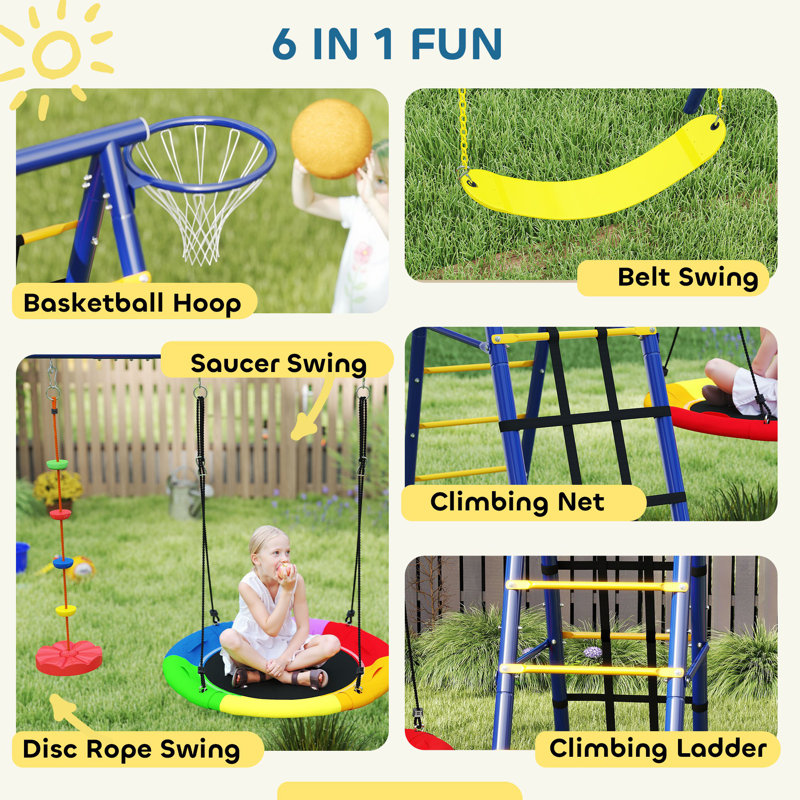 HOMCOM Steel 100cm Disc Swing with Chains